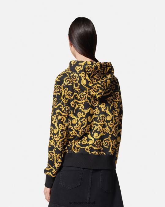 נשים Versace זהב שחור קפוצ'ון סקיצה קוטור הַלבָּשָׁה N8T22175