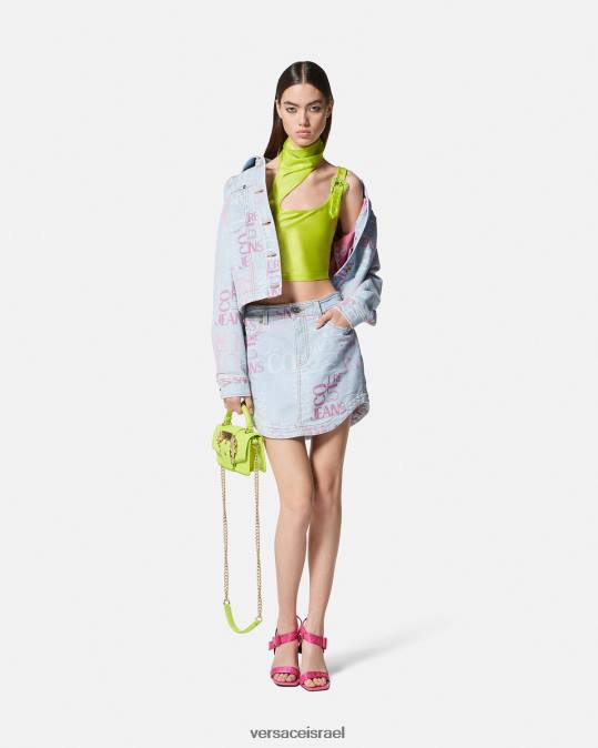 נשים Versace כְּחוֹל חצאית מיני ג'ינס עם לוגו שרבוט הַלבָּשָׁה N8T22179