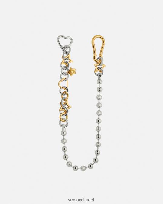 נשים Versace כסף וזהב חגורת לולאת שרשרת פאנקית הַלבָּשָׁה N8T2218