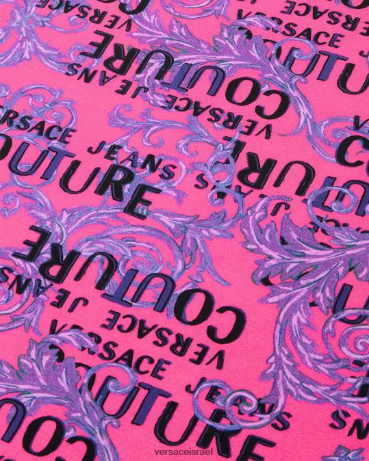 נשים Versace ורוד פוקסיה שמלת טי שירט לוגו קוטור הַלבָּשָׁה N8T22184