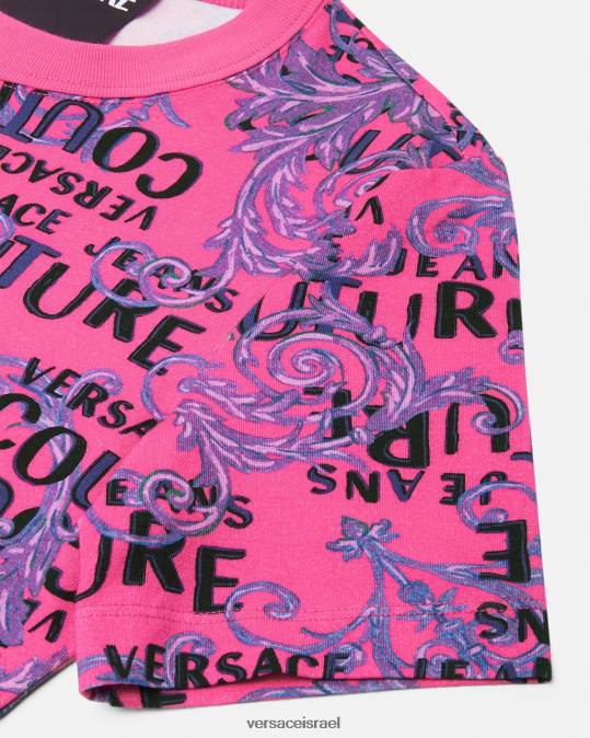 נשים Versace ורוד פוקסיה שמלת טי שירט לוגו קוטור הַלבָּשָׁה N8T22184