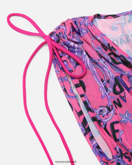 נשים Versace ורוד פוקסיה שמלת מיני לוגו קוטור הַלבָּשָׁה N8T22188