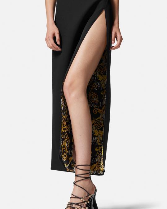 נשים Versace שָׁחוֹר שמלת מידי של לוגו קוטור הַלבָּשָׁה N8T22190