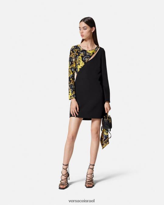 נשים Versace שָׁחוֹר שמלת מיני בגזרת לוגו קוטור הַלבָּשָׁה N8T22191