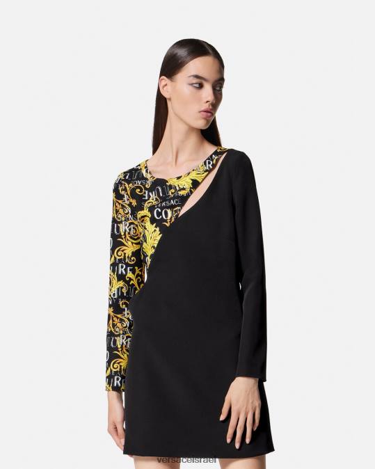 נשים Versace שָׁחוֹר שמלת מיני בגזרת לוגו קוטור הַלבָּשָׁה N8T22191