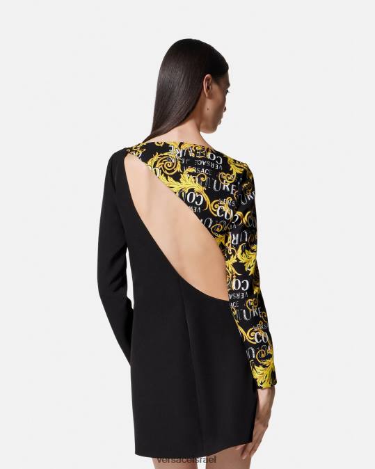 נשים Versace שָׁחוֹר שמלת מיני בגזרת לוגו קוטור הַלבָּשָׁה N8T22191