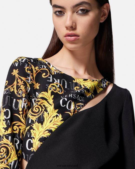 נשים Versace שָׁחוֹר שמלת מיני בגזרת לוגו קוטור הַלבָּשָׁה N8T22191