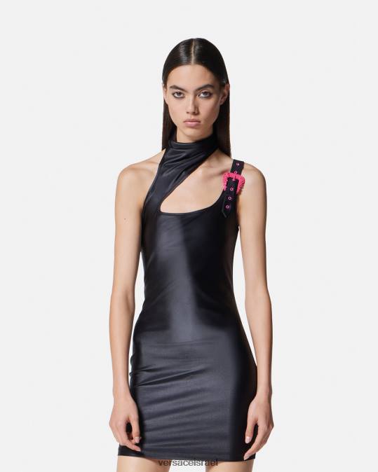 נשים Versace שָׁחוֹר שמלת מיני אבזם בארוק הַלבָּשָׁה N8T22195