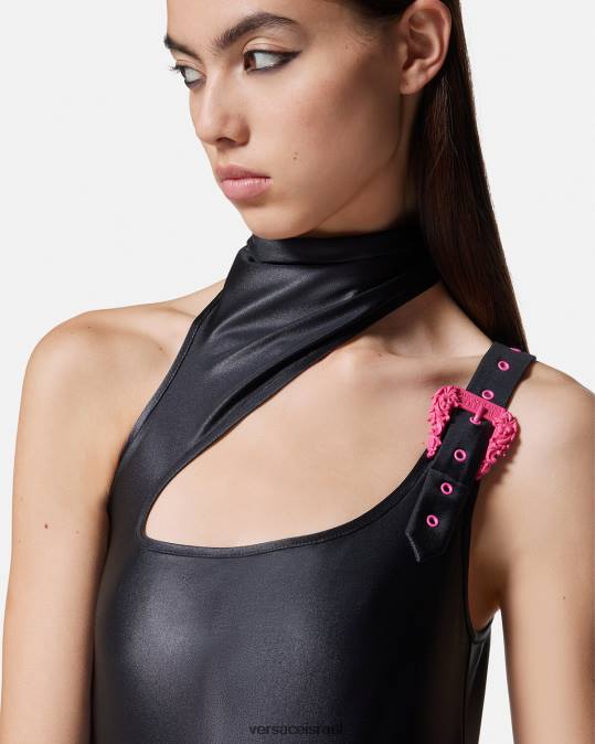 נשים Versace שָׁחוֹר שמלת מיני אבזם בארוק הַלבָּשָׁה N8T22195