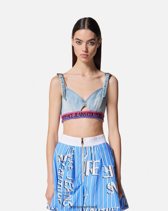 נשים Versace כְּחוֹל טופ ג'ינס עם לוגו הַלבָּשָׁה N8T22200