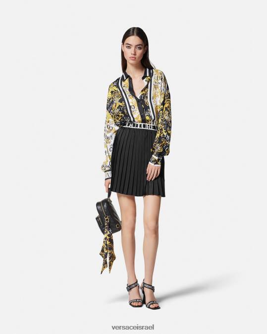 נשים Versace זהב שחור חולצת לוגו קוטור הַלבָּשָׁה N8T22202
