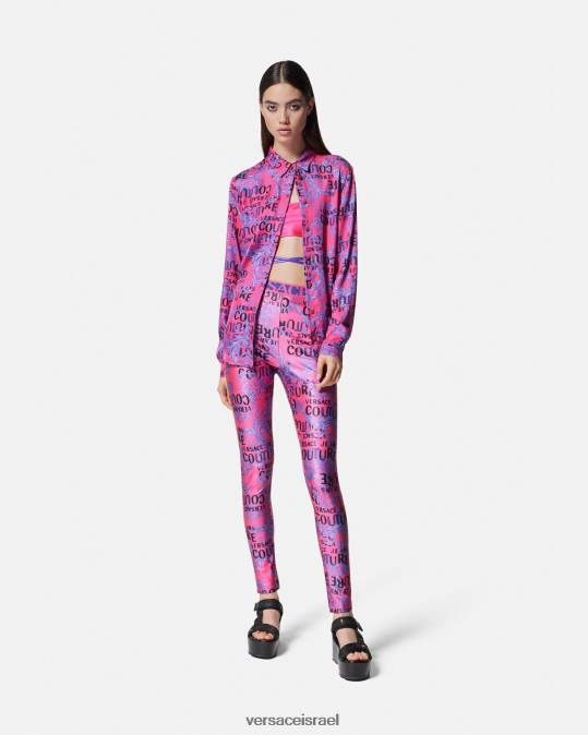 נשים Versace ורוד פוקסיה חולצת לוגו קוטור הַלבָּשָׁה N8T22203