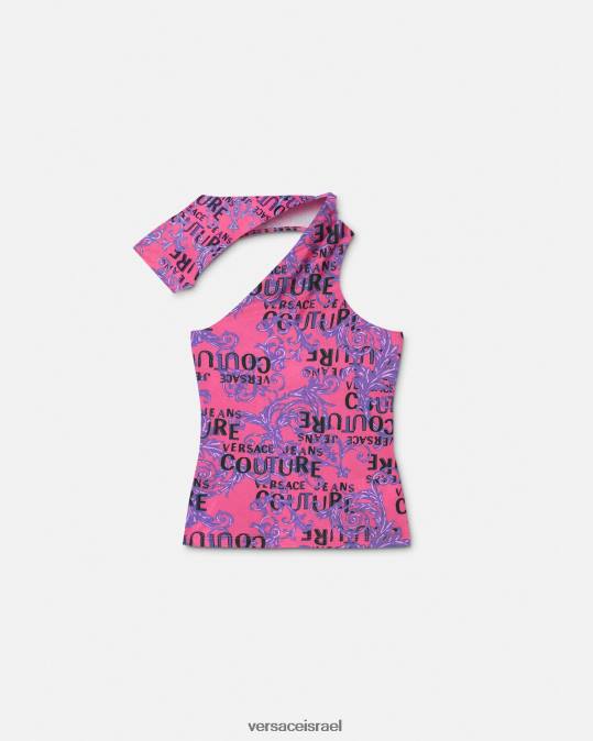 נשים Versace ורוד פוקסיה טופ לוגו קוטור עם כתף אחת הַלבָּשָׁה N8T22204