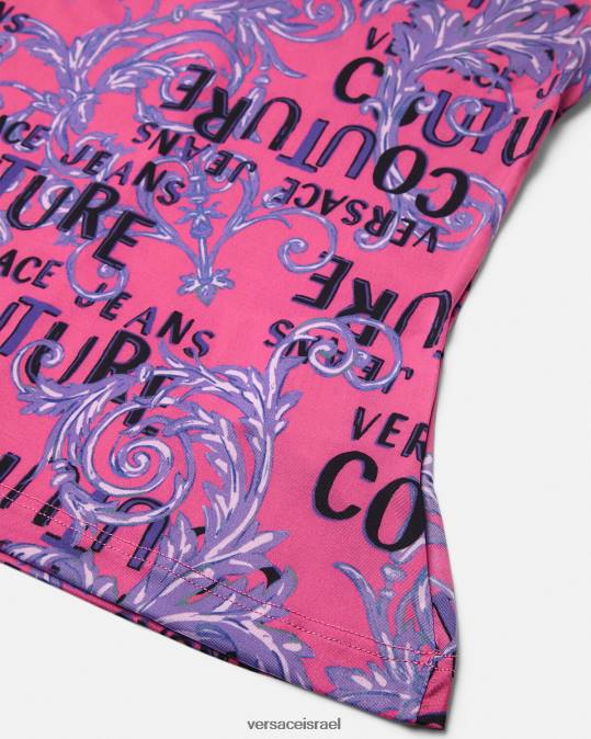 נשים Versace ורוד פוקסיה טופ לוגו קוטור עם כתף אחת הַלבָּשָׁה N8T22204