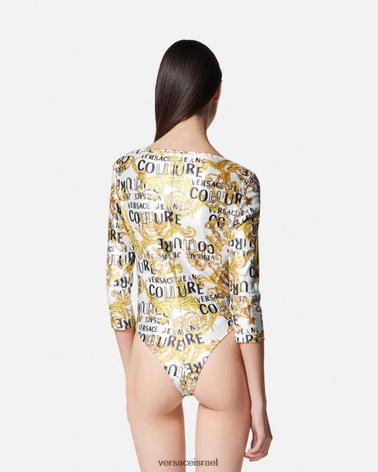 נשים Versace זהב ולבן בגד גוף לוגו קוטור הַלבָּשָׁה N8T22210