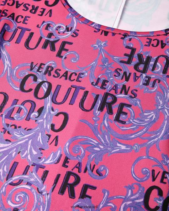 נשים Versace ורוד פוקסיה בגד גוף לוגו קוטור הַלבָּשָׁה N8T22212