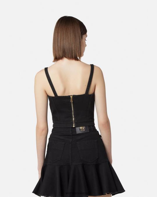 נשים Versace שָׁחוֹר טופ קוטור בארוק עם אבזם אחד הַלבָּשָׁה N8T22219