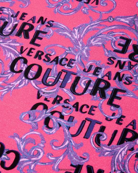 נשים Versace ורוד פוקסיה טי-שירט לוגו קוטור הַלבָּשָׁה N8T22221