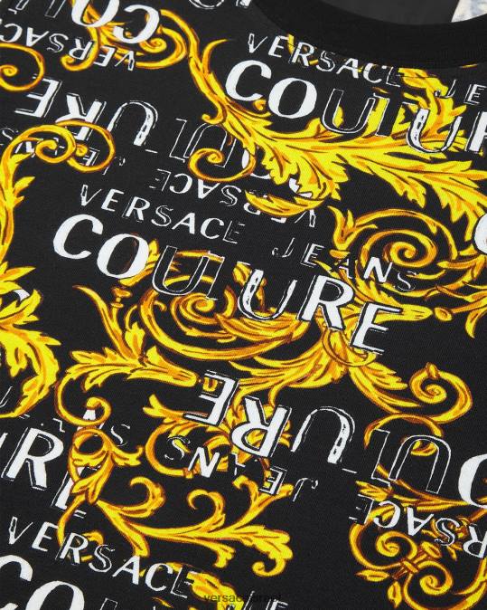 נשים Versace זהב שחור טי-שירט לוגו קוטור הַלבָּשָׁה N8T22222
