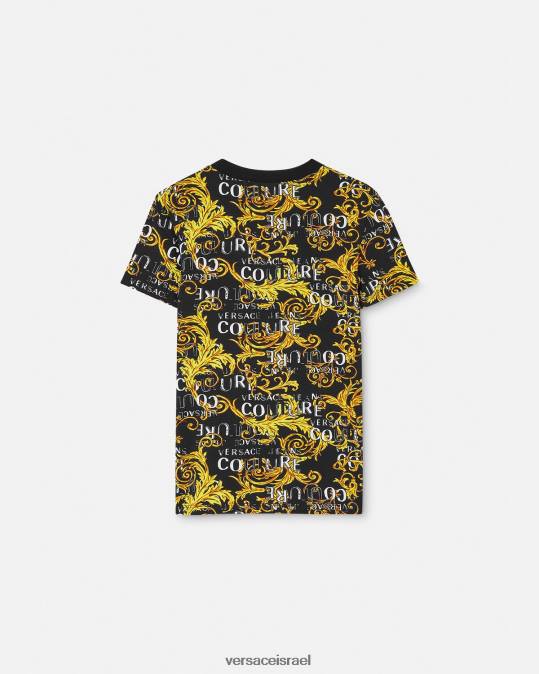נשים Versace זהב שחור טי-שירט לוגו קוטור הַלבָּשָׁה N8T22222