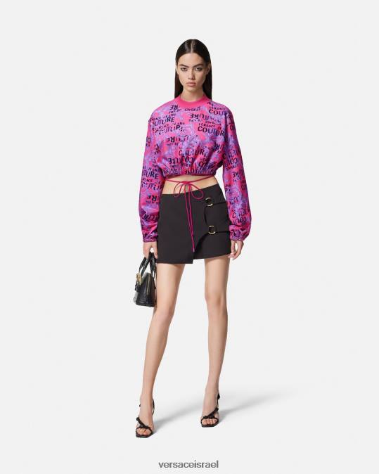 נשים Versace ורוד פוקסיה סווטשירט לוגו קוטור קרופ הַלבָּשָׁה N8T22226
