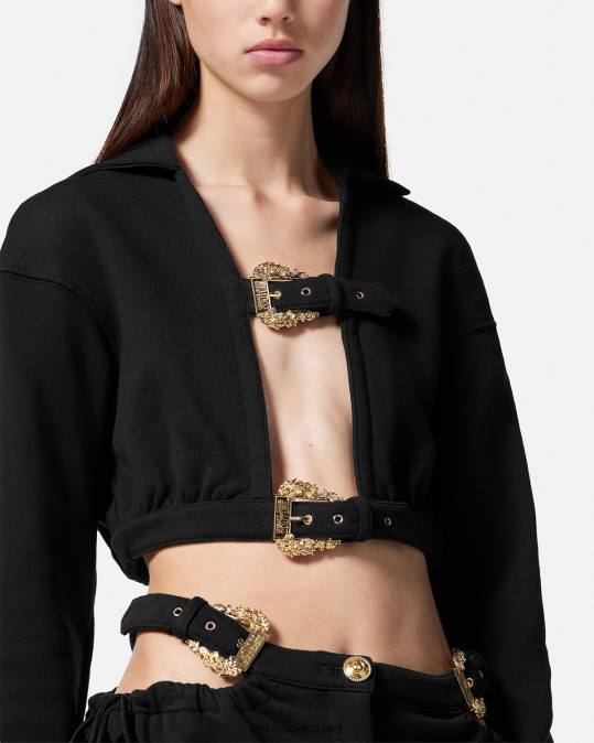 נשים Versace שָׁחוֹר קפוצ'ון עם אבזם בארוק הַלבָּשָׁה N8T22229