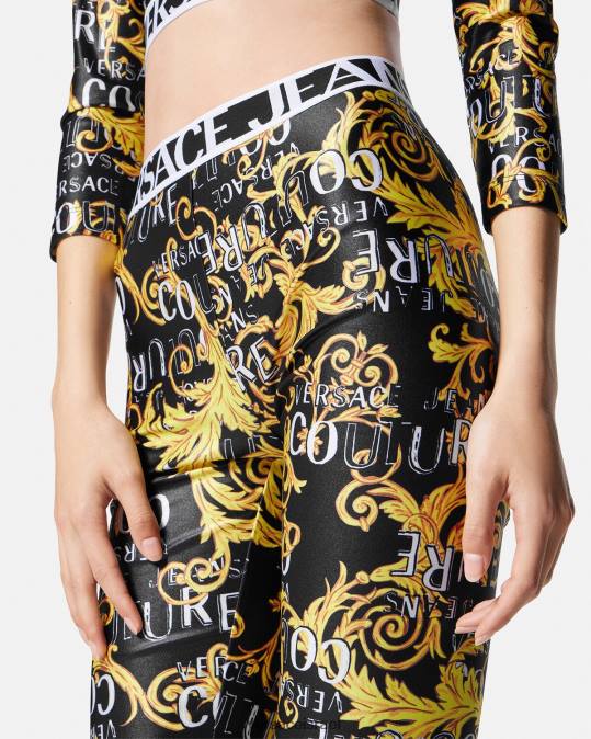 נשים Versace צבע אחד מכנסי אופניים עם לוגו קוטור הַלבָּשָׁה N8T22239