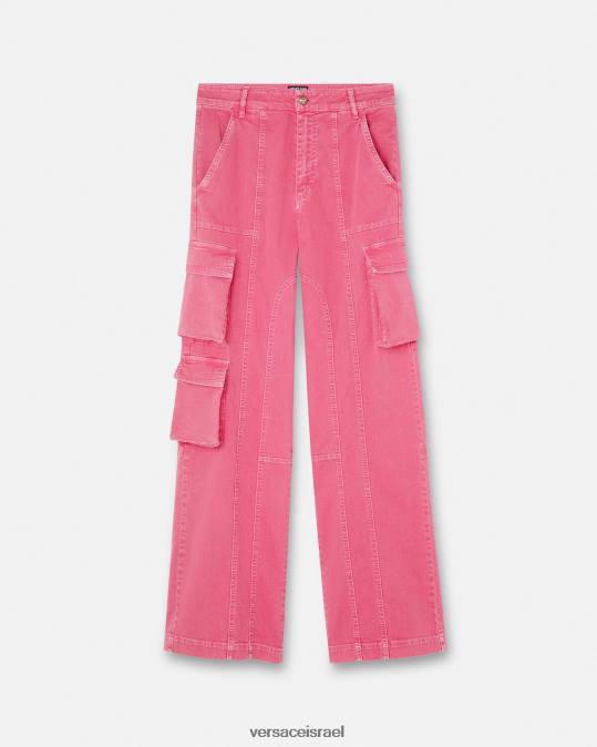 נשים Versace ורוד פוקסיה ג'ינס עם רגליים ישרות מטען הַלבָּשָׁה N8T22243