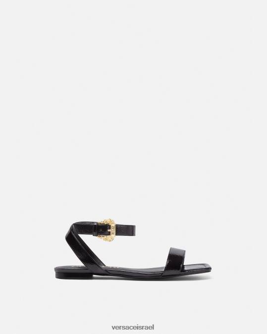 נשים Versace שָׁחוֹר סנדלים שטוחים עם אבזם בארוק מילי נַעַל N8T22259