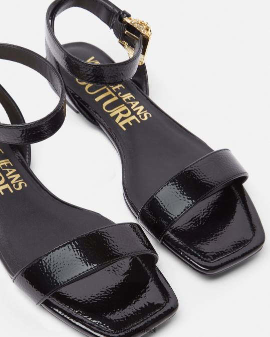 נשים Versace שָׁחוֹר סנדלים שטוחים עם אבזם בארוק מילי נַעַל N8T22259