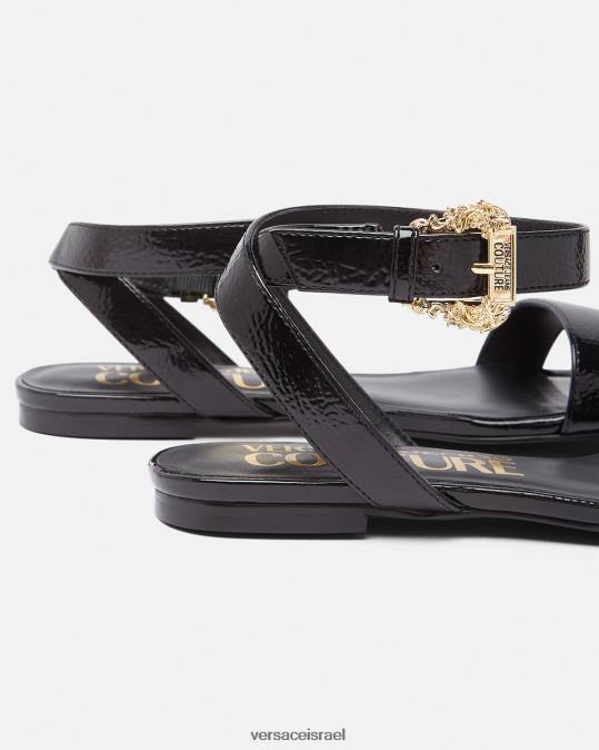 נשים Versace שָׁחוֹר סנדלים שטוחים עם אבזם בארוק מילי נַעַל N8T22259