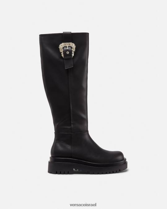 נשים Versace שָׁחוֹר צייר מגפיים עם אבזם בארוק בגובה הברך נַעַל N8T22269