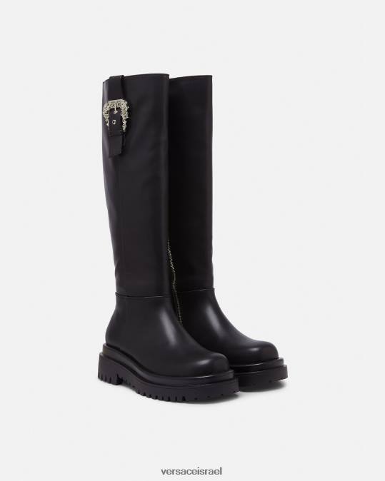 נשים Versace שָׁחוֹר צייר מגפיים עם אבזם בארוק בגובה הברך נַעַל N8T22269