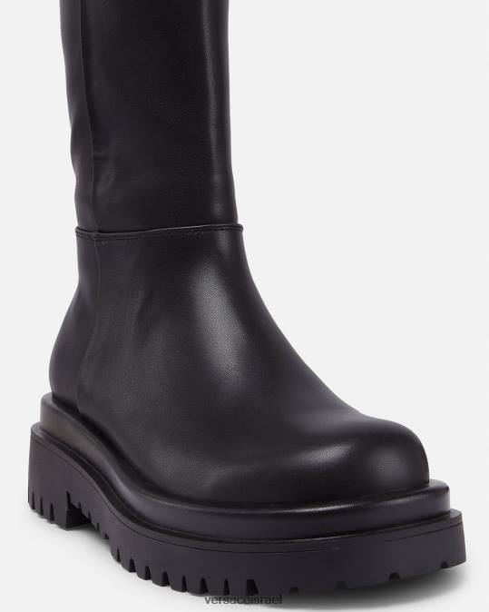 נשים Versace שָׁחוֹר צייר מגפיים עם אבזם בארוק בגובה הברך נַעַל N8T22269