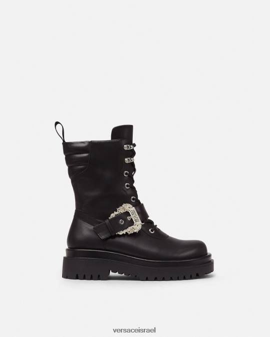 נשים Versace שָׁחוֹר צייר מגפי קרב עם אבזם בארוק נַעַל N8T22270