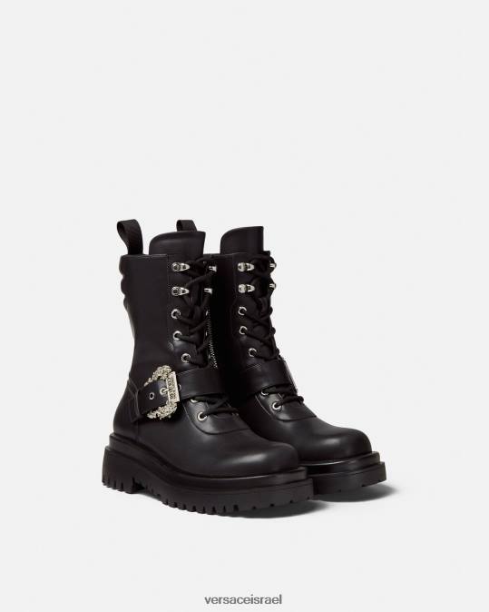 נשים Versace שָׁחוֹר צייר מגפי קרב עם אבזם בארוק נַעַל N8T22270