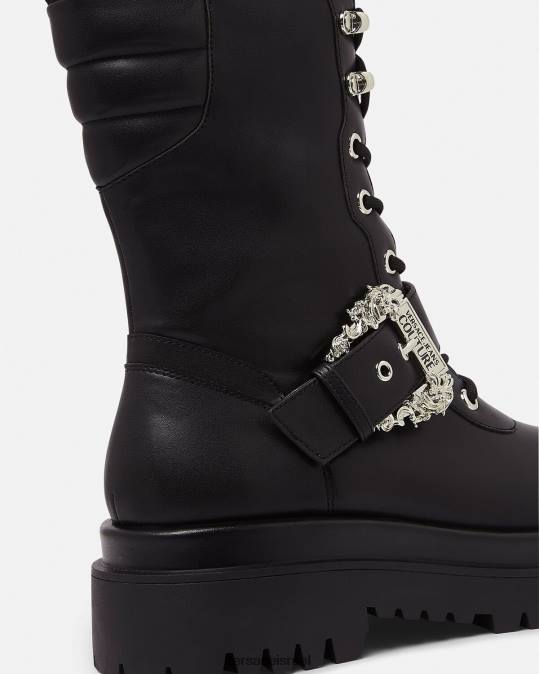 נשים Versace שָׁחוֹר צייר מגפי קרב עם אבזם בארוק נַעַל N8T22270