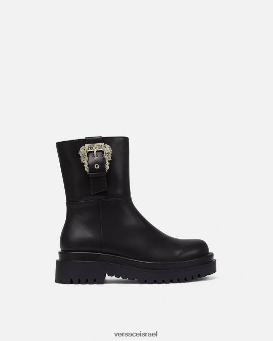 נשים Versace שָׁחוֹר צייר מגפונים עם אבזם בארוק נַעַל N8T22271
