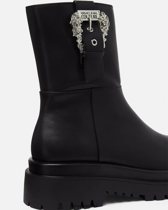 נשים Versace שָׁחוֹר צייר מגפונים עם אבזם בארוק נַעַל N8T22271