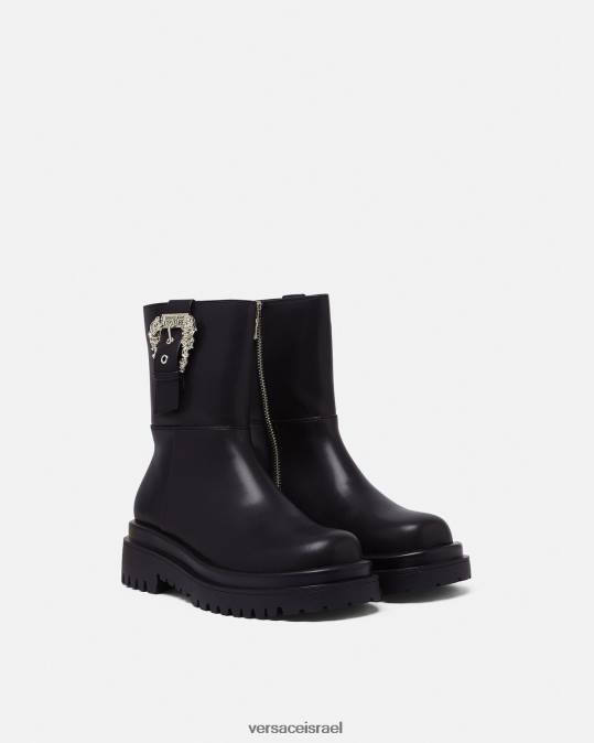 נשים Versace שָׁחוֹר צייר מגפונים עם אבזם בארוק נַעַל N8T22271