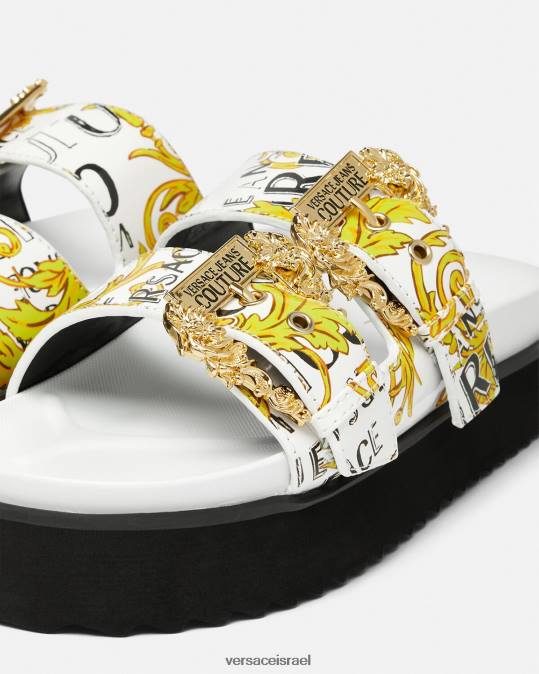 נשים Versace זהב ולבן סנדלי קוטור לוגו של אריזונה נַעַל N8T22275