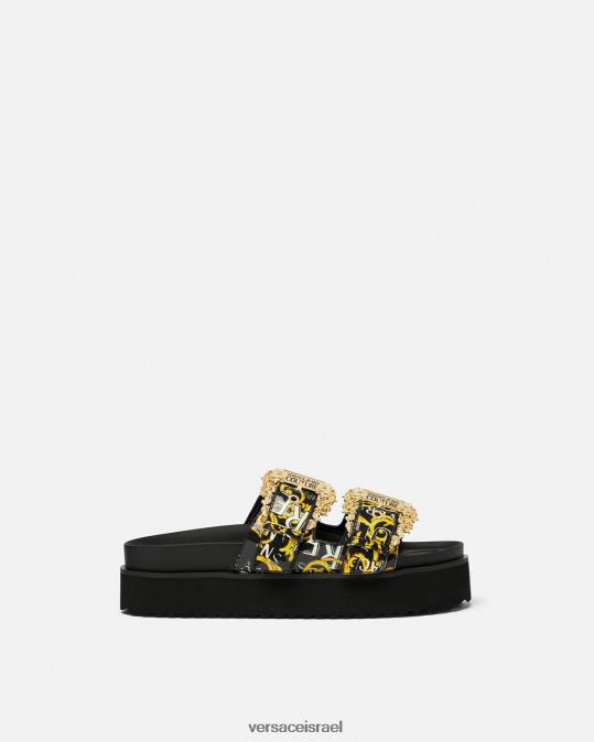 נשים Versace זהב שחור סנדלי קוטור לוגו של אריזונה נַעַל N8T22276