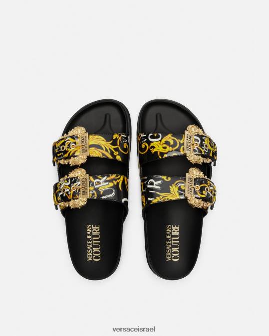 נשים Versace זהב שחור סנדלי קוטור לוגו של אריזונה נַעַל N8T22276