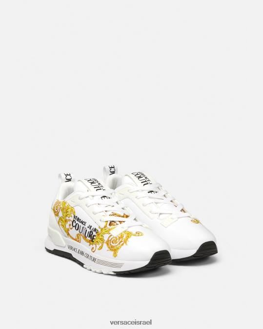 נשים Versace זהב ולבן לוגו קוטור נעלי ספורט דינמיות נַעַל N8T22279