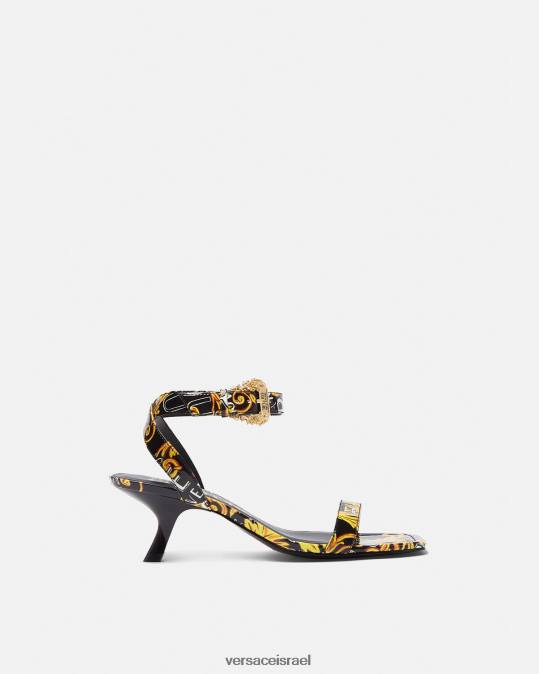 נשים Versace זהב שחור לוגו קוטור סנדלי פיונה נַעַל N8T22285