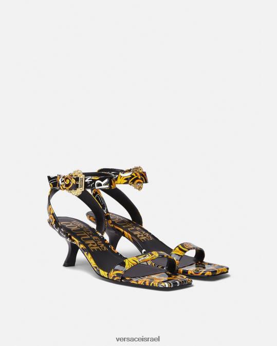 נשים Versace זהב שחור לוגו קוטור סנדלי פיונה נַעַל N8T22285