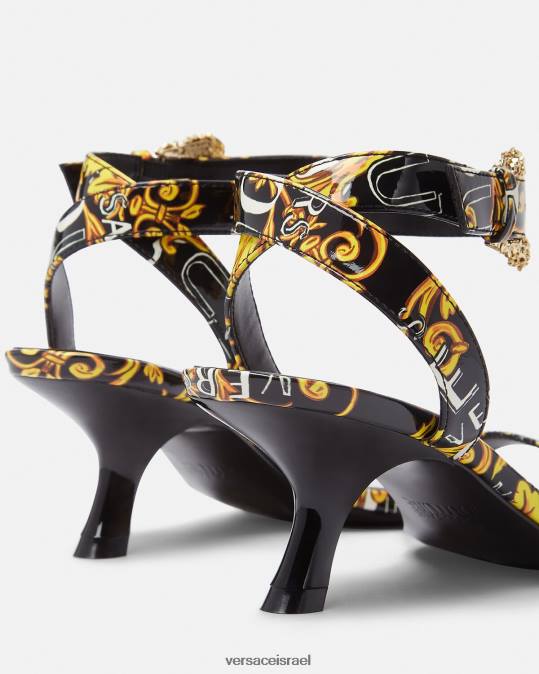 נשים Versace זהב שחור לוגו קוטור סנדלי פיונה נַעַל N8T22285