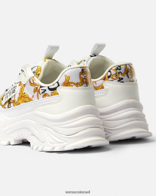 נשים Versace זהב ולבן נעלי ספורט מטיילים עם לוגו קוטור נַעַל N8T22287