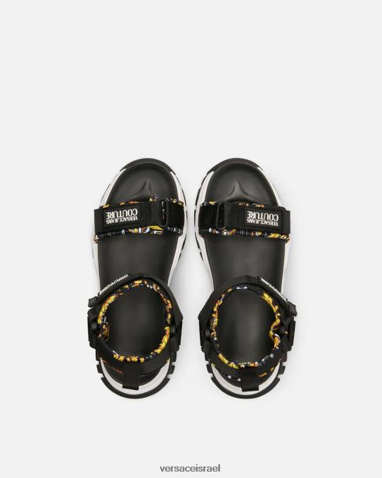 נשים Versace זהב שחור סנדלים שמנמנים למטייל נַעַל N8T22288