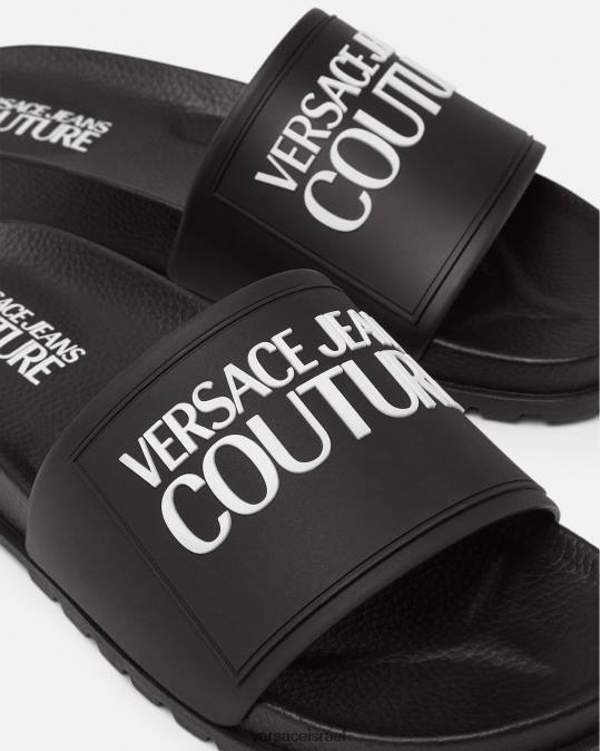 נשים Versace שָׁחוֹר מגלשות גומי לוגו נַעַל N8T22290